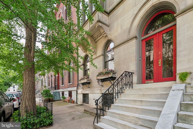 property entrance with french doors