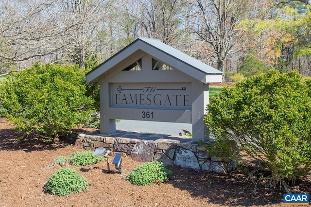 view of community sign