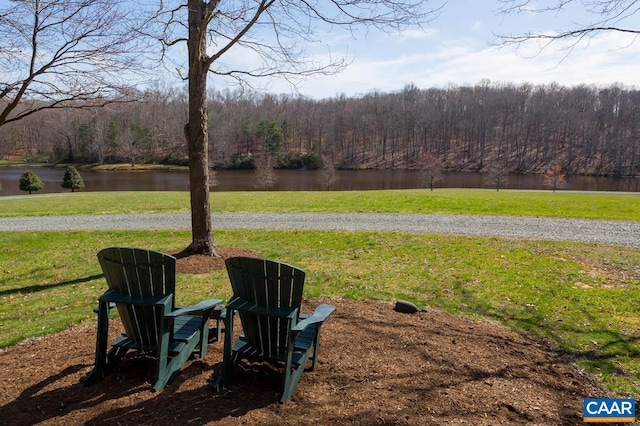 view of yard with a water view