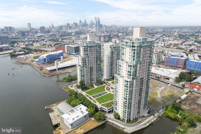 bird's eye view featuring a water view