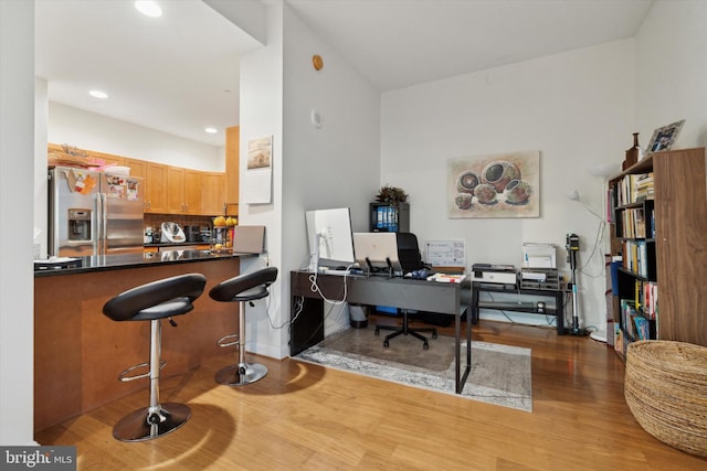 office space featuring light hardwood / wood-style flooring