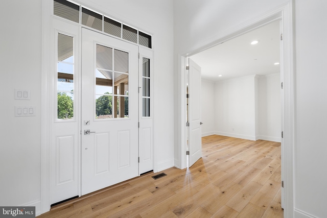 entrance foyer with light hardwood / wood-style flooring