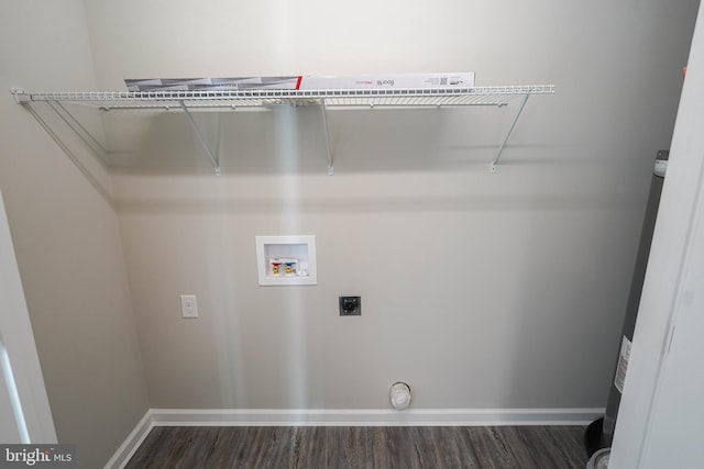 washroom featuring hookup for an electric dryer, washer hookup, and hardwood / wood-style flooring