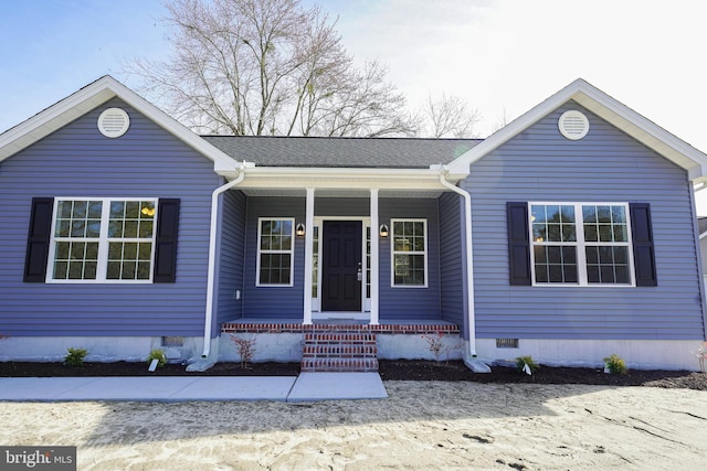 view of front facade featuring covered porch