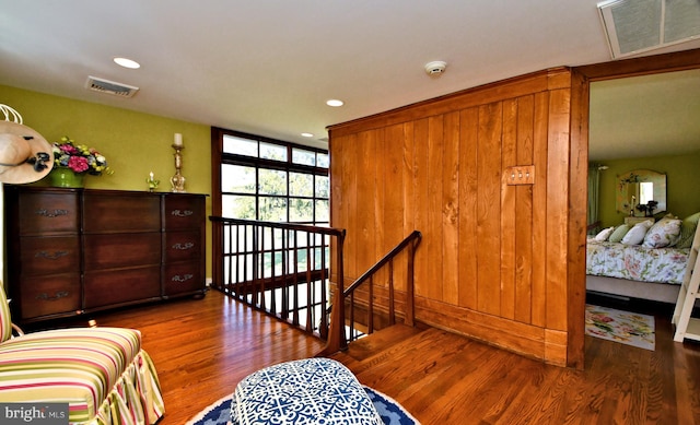 living area with dark wood-type flooring