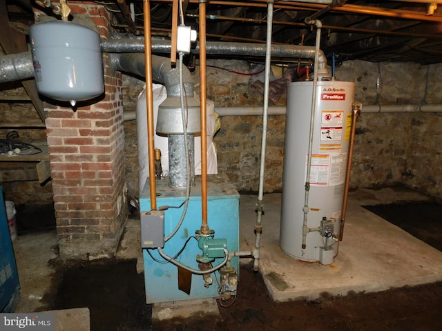 utility room with gas water heater