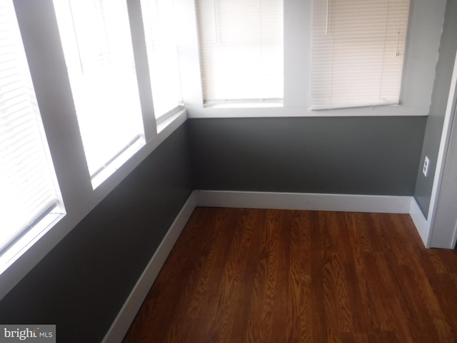 spare room featuring dark hardwood / wood-style flooring and a healthy amount of sunlight