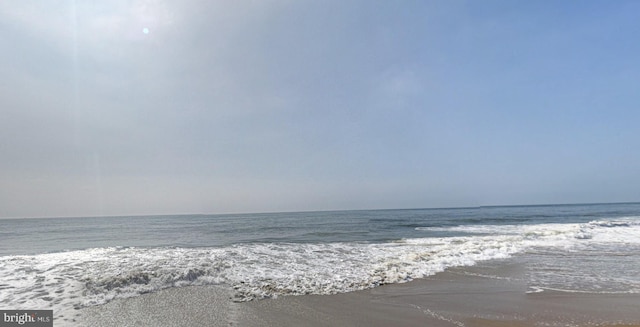 property view of water featuring a beach view