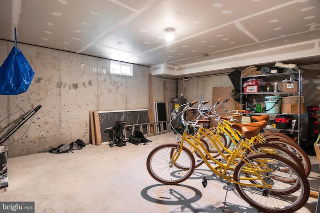 basement featuring water heater