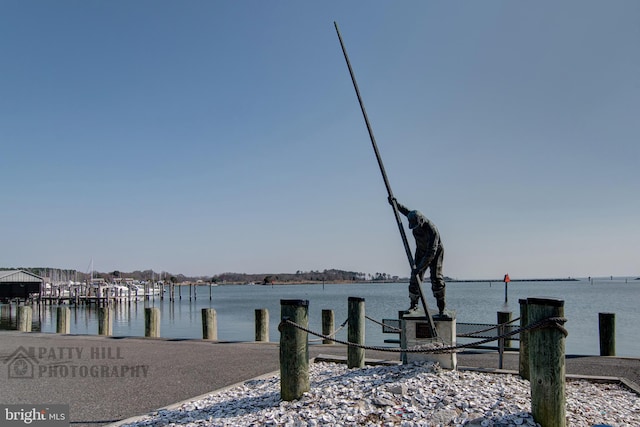 dock area featuring a water view