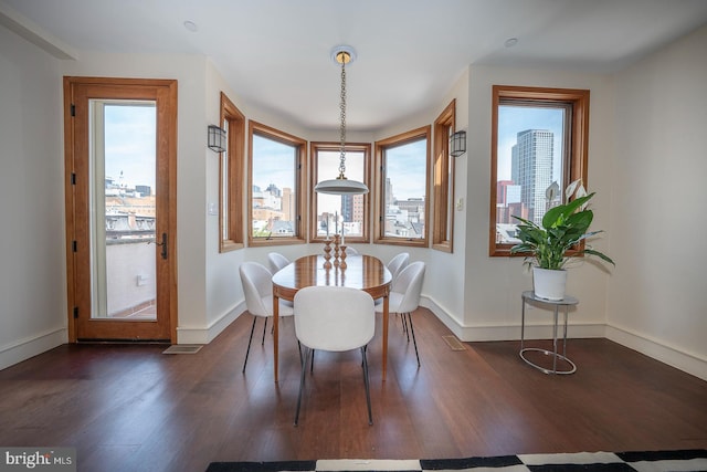 dining room featuring dark hardwood / wood-style flooring