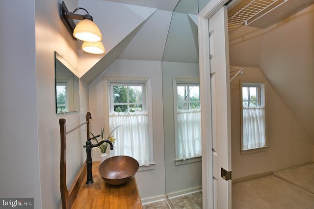 bathroom featuring hardwood / wood-style floors and a wealth of natural light