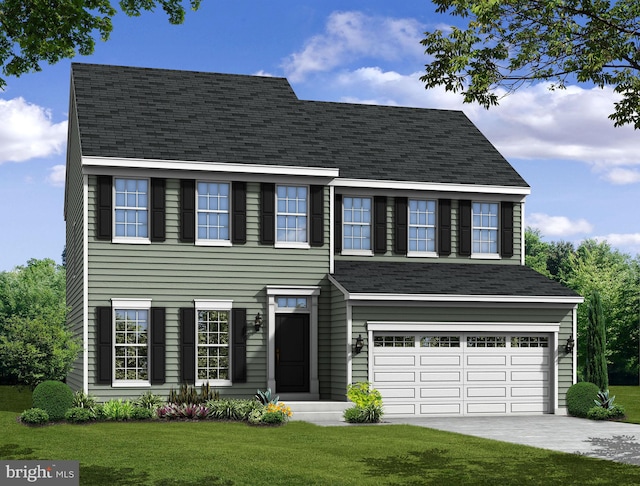 view of front of house featuring a garage and a front yard