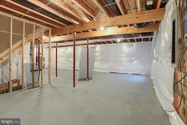 view of unfinished basement