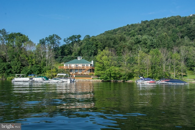 view of water feature featuring a boat dock