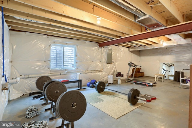 workout area featuring electric panel