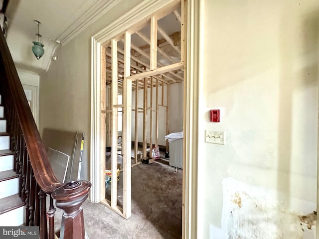 interior space with crown molding