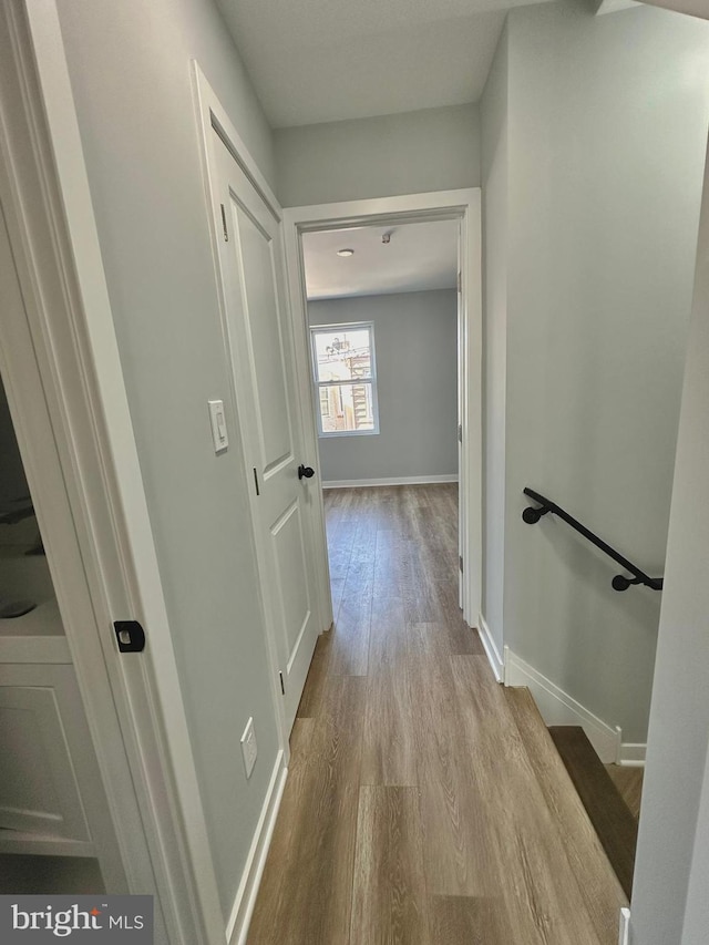 hallway featuring light wood-type flooring