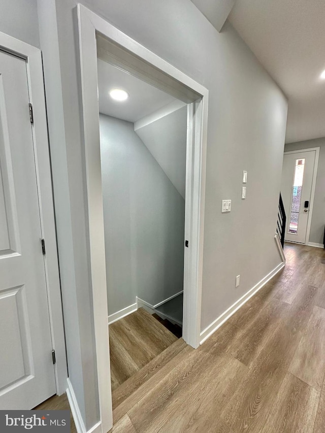 hallway featuring light wood-type flooring