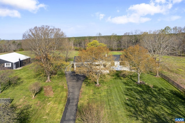 bird's eye view with a rural view