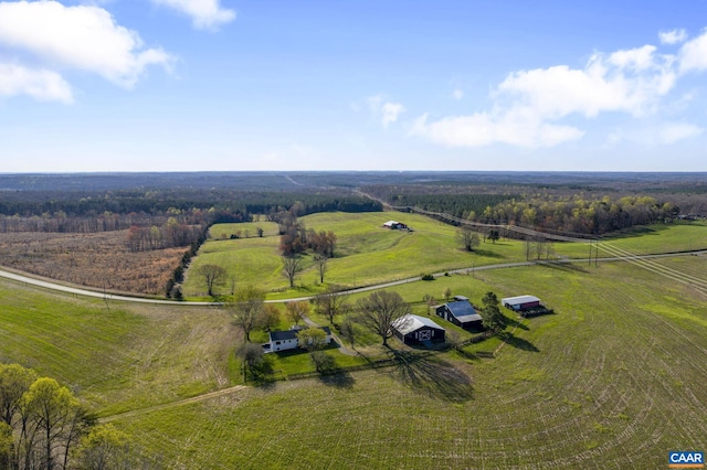 bird's eye view featuring a rural view