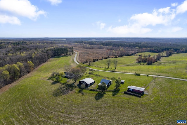 bird's eye view with a rural view