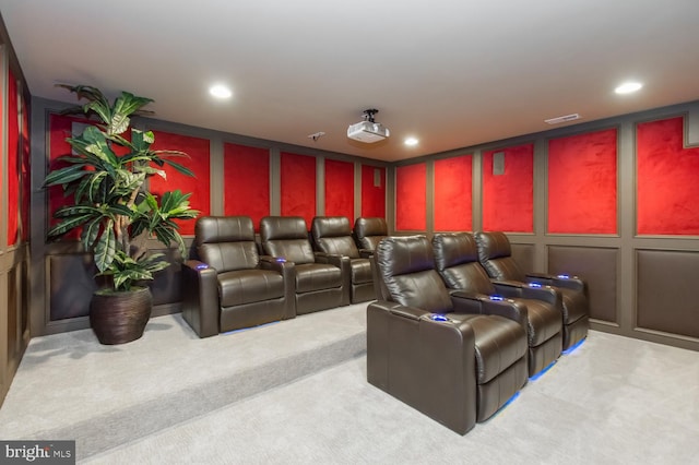 home theater with carpet flooring