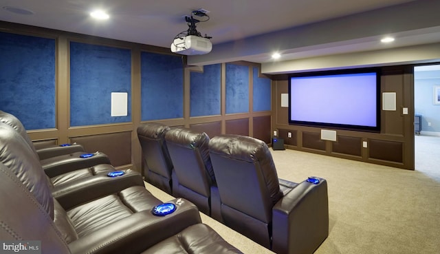 view of carpeted cinema room