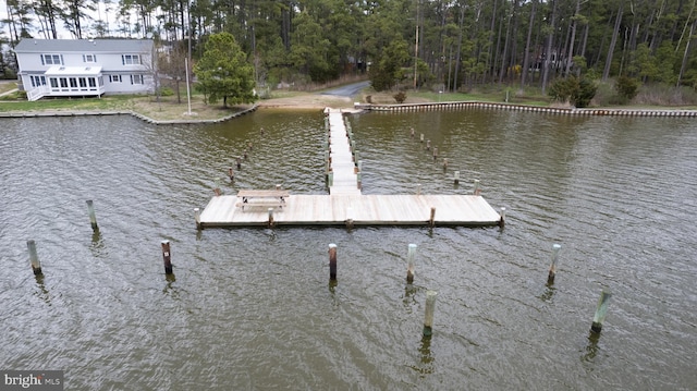 dock area featuring a water view