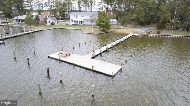 dock area featuring a water view