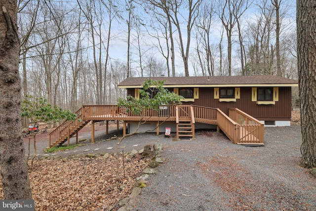 view of front facade with a deck