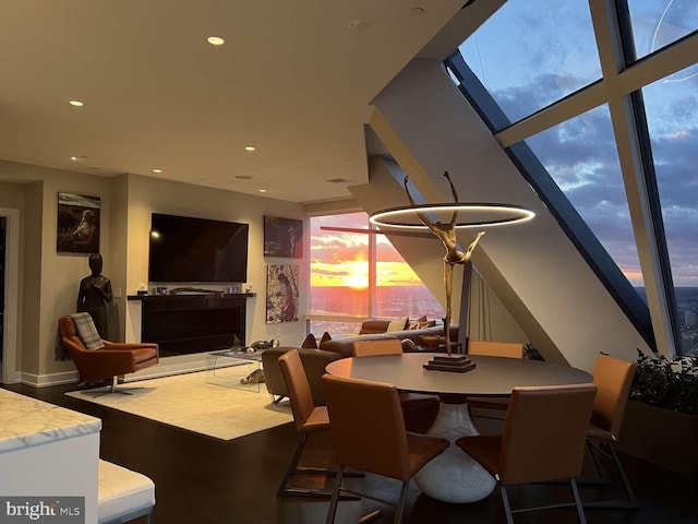 dining room with a skylight and plenty of natural light