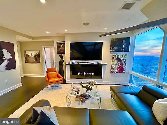 living room featuring hardwood / wood-style floors