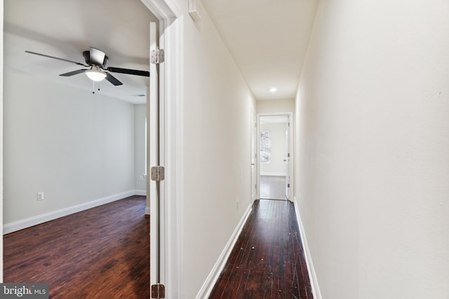 corridor featuring dark hardwood / wood-style floors