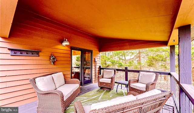 deck featuring an outdoor living space