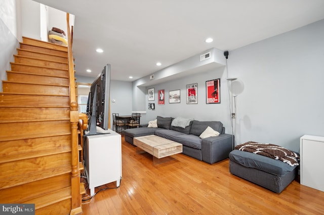 living room featuring light hardwood / wood-style floors