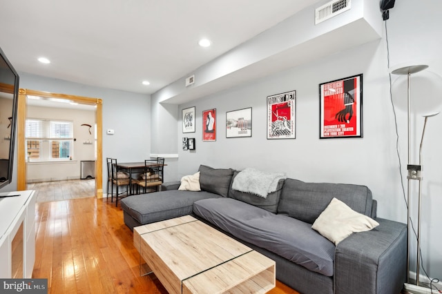 living room with wood-type flooring