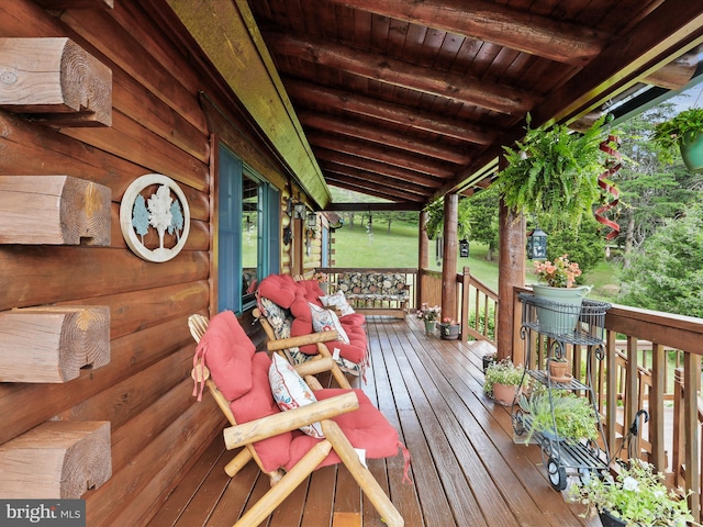 wooden deck with covered porch