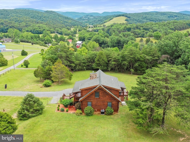 aerial view with a mountain view