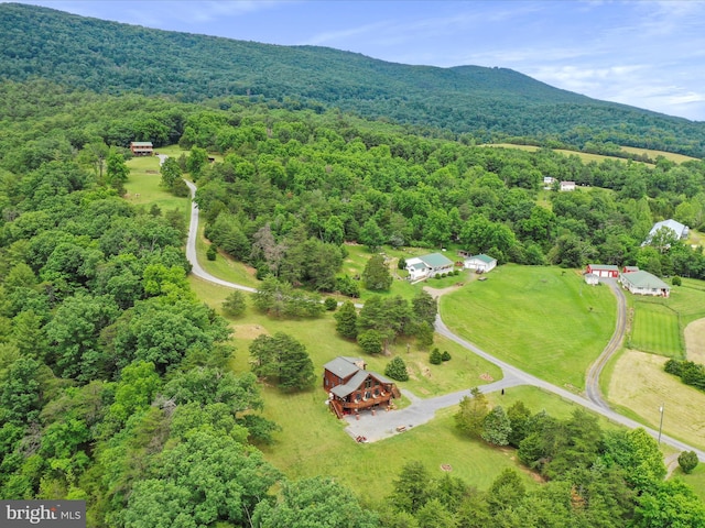 bird's eye view with a mountain view