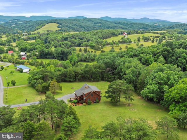 bird's eye view with a mountain view