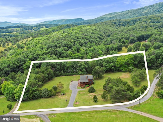 aerial view featuring a mountain view