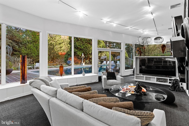 sunroom / solarium with track lighting