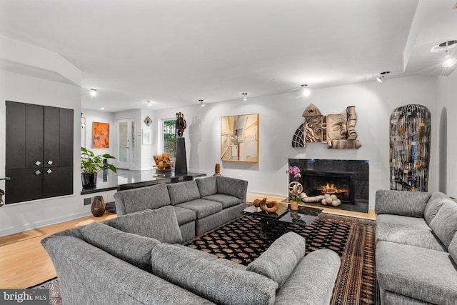 living room featuring light hardwood / wood-style flooring