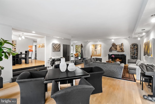 living room with light hardwood / wood-style floors