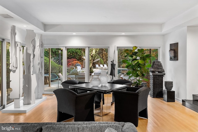 dining room with light hardwood / wood-style floors and a wealth of natural light