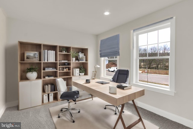 office area with carpet flooring