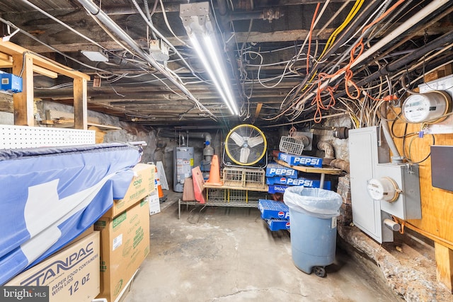 basement with gas water heater