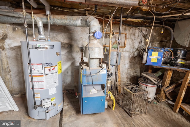 utility room with water heater