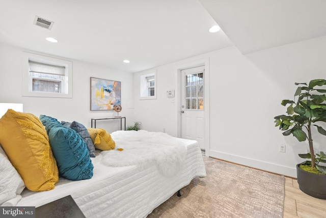 bedroom featuring light wood-type flooring